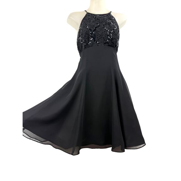 90's DE LARU BY LINDA BERNEL black A-line mini dress with sequence - Picture 5 of 9